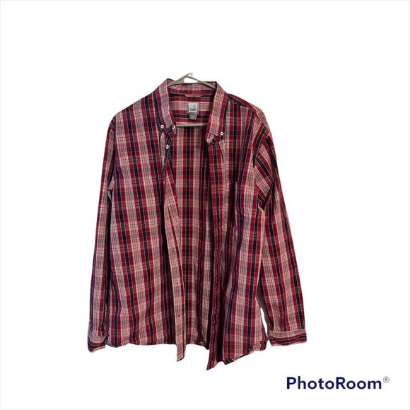 JCPenney jcp mens red button down shirt casual xl - Picture 1 of 6